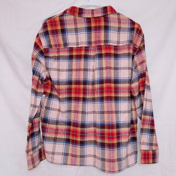 Old Navy NWT Red Plaid Long Sleeve Button Front Boyfriend Shirt size medium - Picture 7 of 7